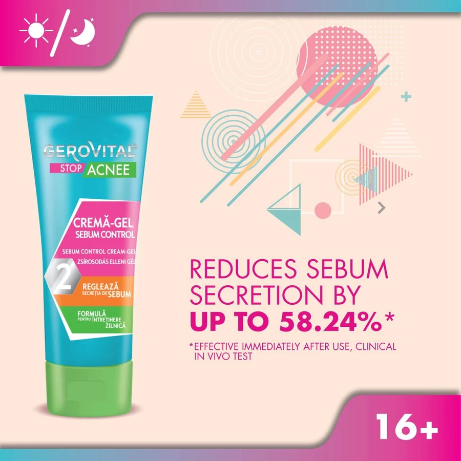 Crema gel sebum control 2 Gerovital Stop Acnee, 50 ml, Farmec