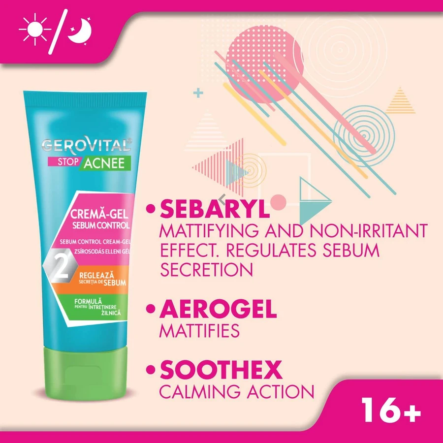 Crema gel sebum control 2 Gerovital Stop Acnee, 50 ml, Farmec
