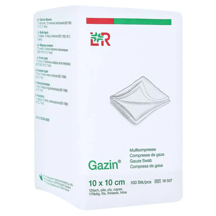 Gazin compresas de gasa 10x10 cm no estériles 12x 100 uds.
