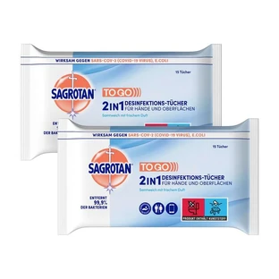 Sagrotan 2en1 toallitas 15 paquete doble 2X15 unid.