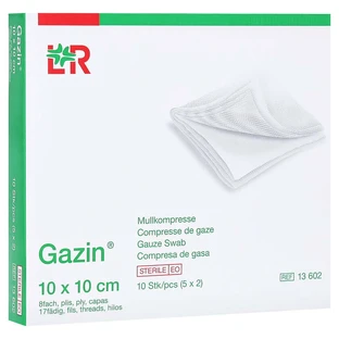 Gazin compresas de gasa 10x10 cm estéril 8 pliegues 5X2 uds.