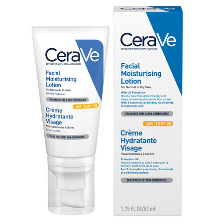 Feuchtigkeitsspendende Gesichtscreme mit SPF 25 für normal-trockene Haut, 52 ml, CeraVe