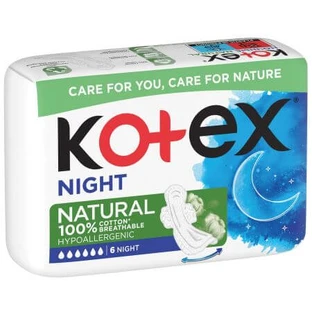 Natural Night pads, 6 pieces, Kotex