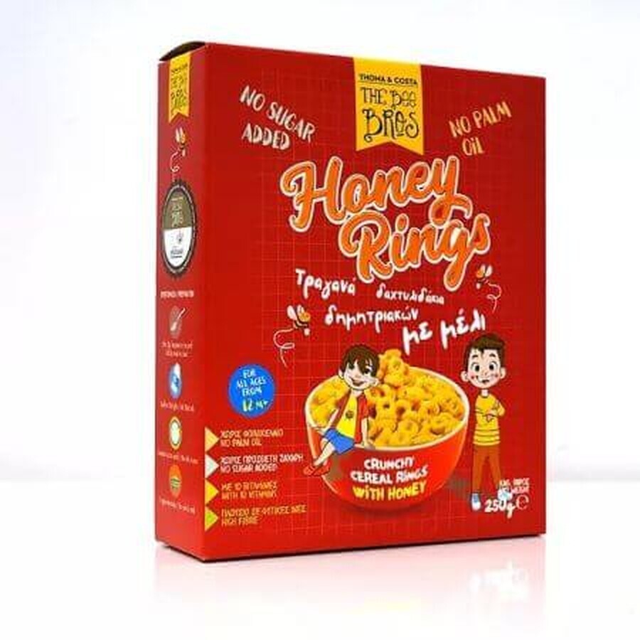 Knusprige Müsliringe mit Honig und Vitaminen, 12 Monate+, 250 gr, The Bee Bros
