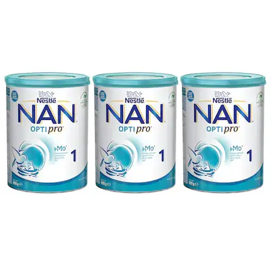 Pachet formula lapte Nan 1 Optipro HMO, +0 luni, 3x800 g, Nestle