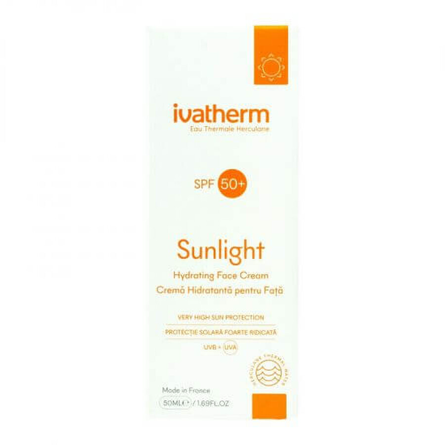 Moisturizing face cream with sun protection SPF 50+ Sunlight, 50 ml, Ivatherm