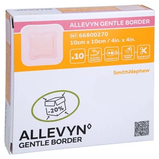 Coussinets en mousse Allevyn Gentle Border 10 x 10 cm, lot de 10