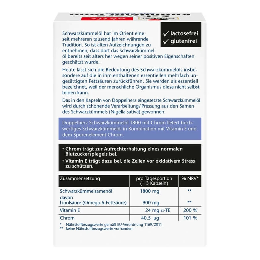 Doppelherz Zwarte Komijnolie 1800 capsules, verpakking van 50 stuks