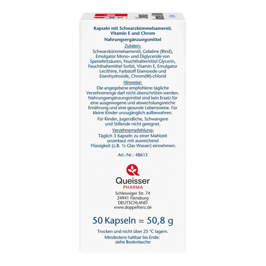 Doppelherz Zwarte Komijnolie 1800 capsules, verpakking van 50 stuks