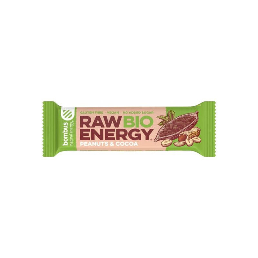 Raw Energy Peanut &amp; Cocoa Energy Bar x 50g, Bombus