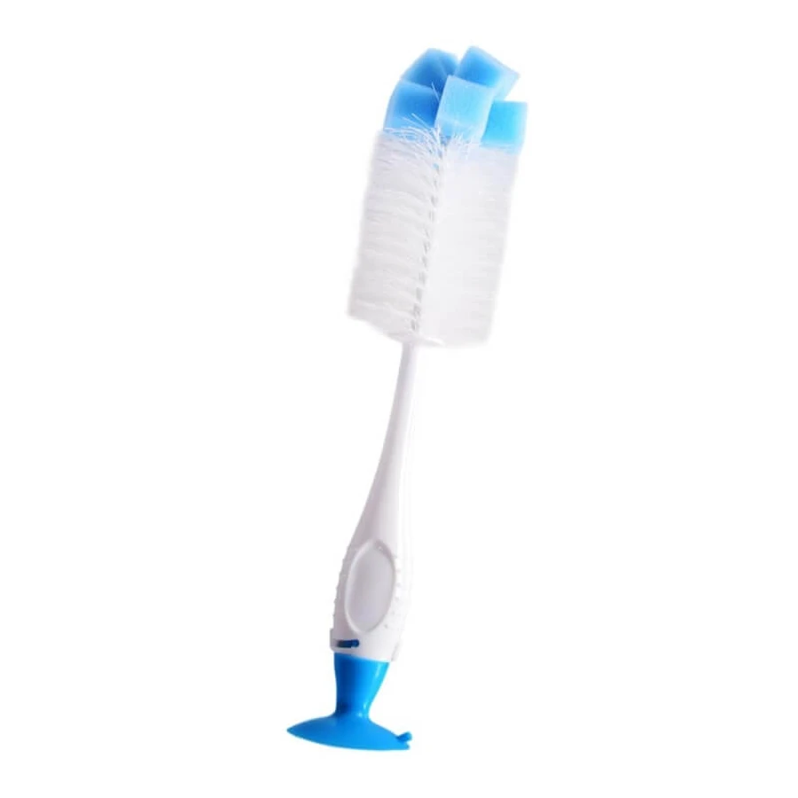 Cangaroo Scovolino - 2 în 1 pentru biberoane și sticle, cu bază cu ventuză albastră
