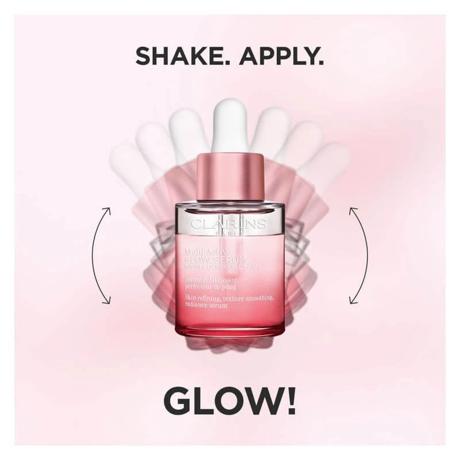 Sérum Multi-Active Glow de Clarins - Sérum biphasé pour un teint éclatant, lisse et uniforme, 30 ml