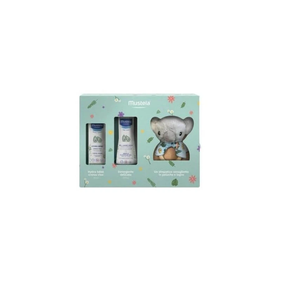 Mustela set cadou Koala – set cadou cu cremă de față, loțiune demachiantă și zornăitoare în formă de koala