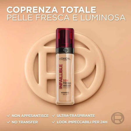 L'Oréal Paris Infaillible 24h Fresh Wear – Flüssig-Foundation – Nr. 20 Ivoire