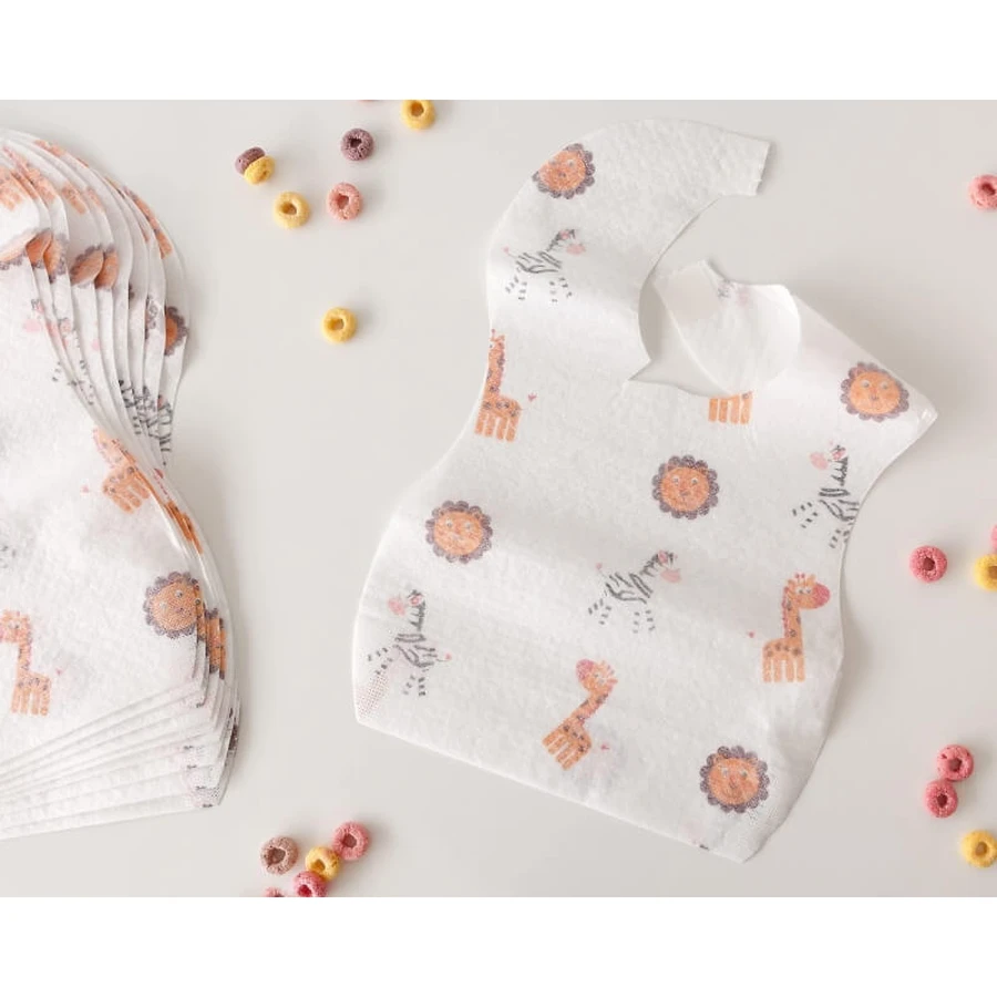 Kiokids 10 Disposable Bibs with a Crumb-Catching Pocket