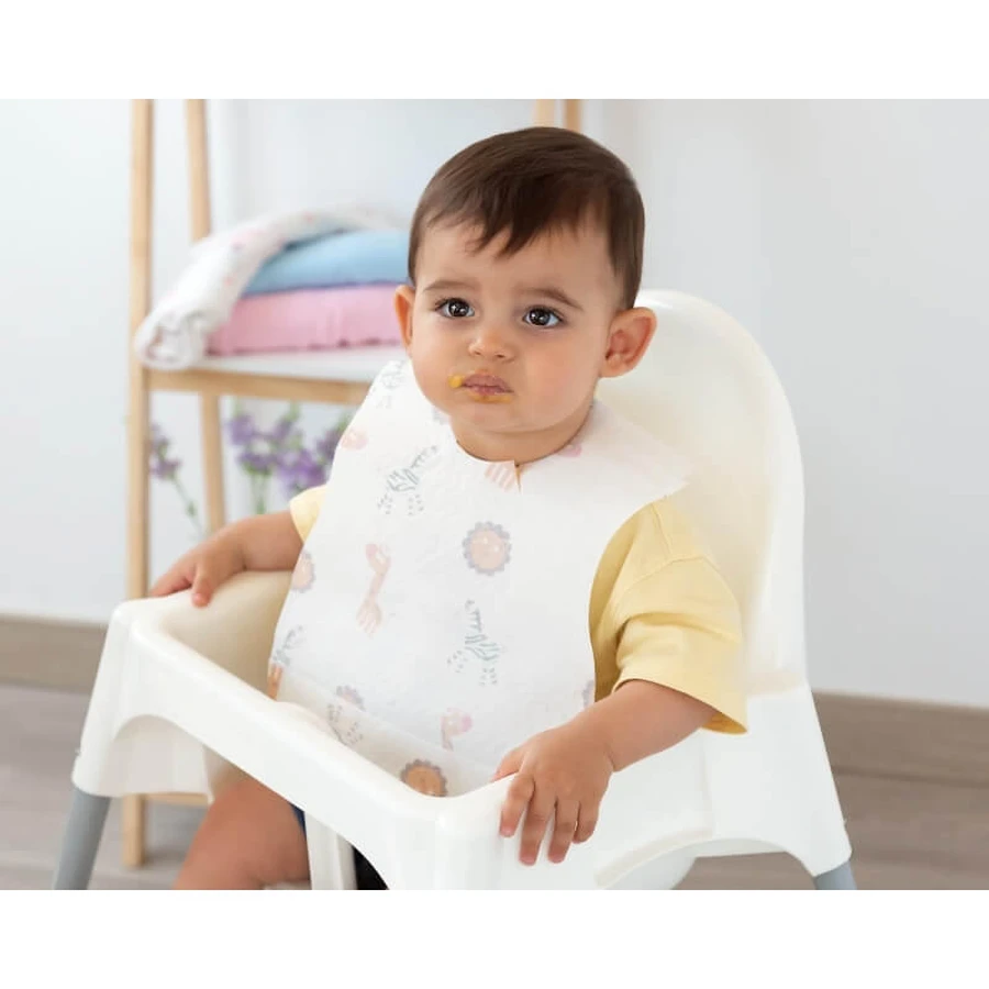 Kiokids 10 Disposable Bibs with a Crumb-Catching Pocket