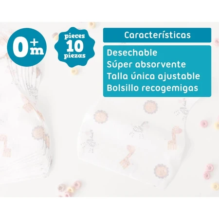 Kiokids 10 Disposable Bibs with a Crumb-Catching Pocket