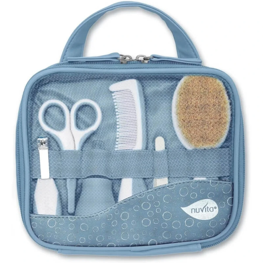 Nuvita-verzorgingsset voor baby's – 9-delig met etui, vanaf 0 maanden, blauw