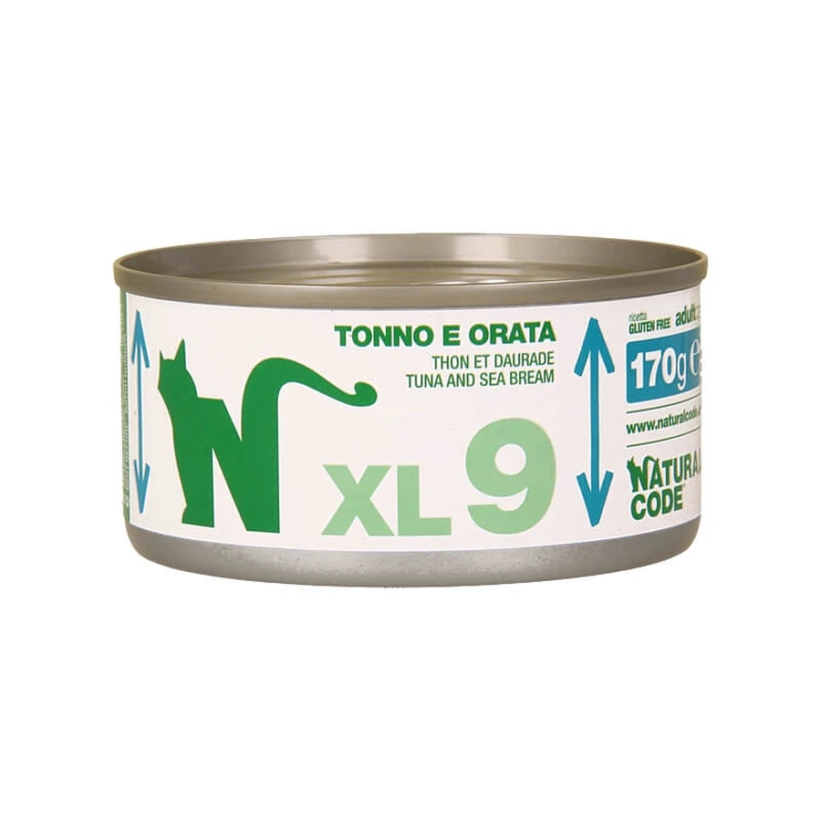 Natural Code XL 9 Tuna and Sea Bream - Complete Food for Adult Cats, 170 g
