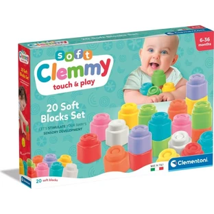 Clementoni Soft Clemmy Touch & Play – Set mit 20 weichen Bausteinen, 6–36 Monate