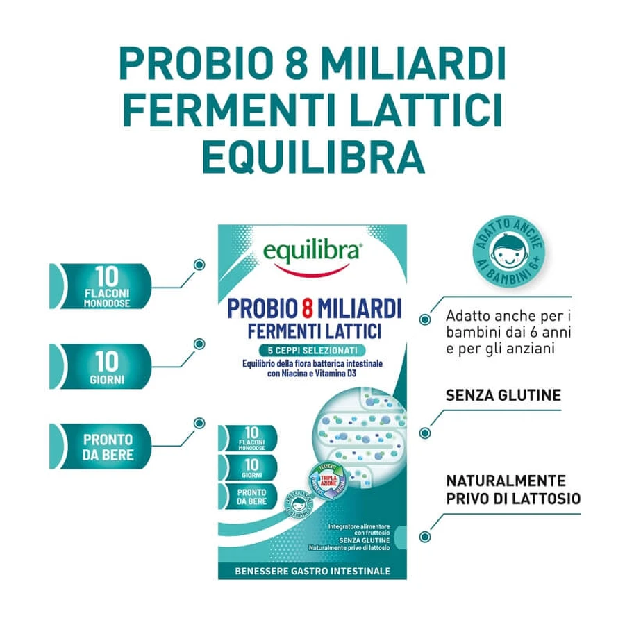 Equilibra Probio 8 Billion - Lactic Acid Bacteria Supplement, 10 vials