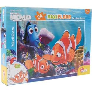 Lisciani Disney Nemo - Rompecabezas maxi de suelo de 24 piezas, de doble cara, con una página para colorear en el reverso
