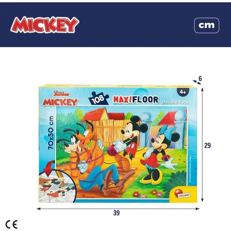 Lisciani Mickey and Friends Double-Sided Floor Puzzle, 108 Pieces, 70x50 cm