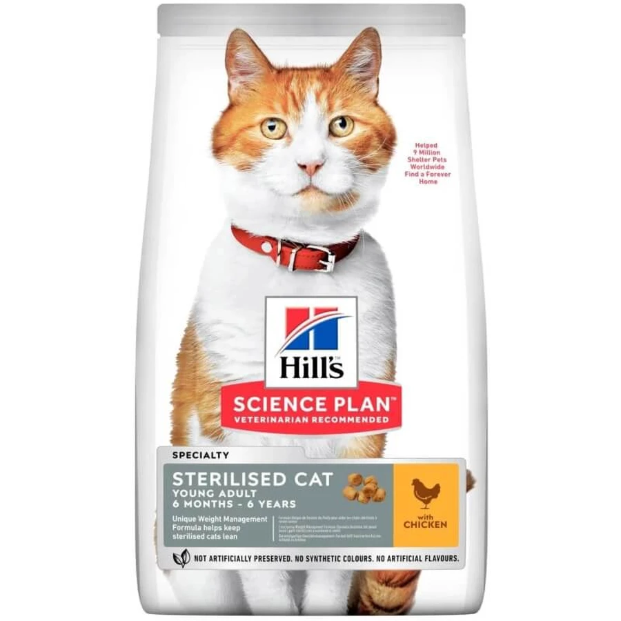 Hill’s Science Plan pentru pisici tinere adulte sterilizate – hrană uscată pentru pisici cu pui, 3 kg