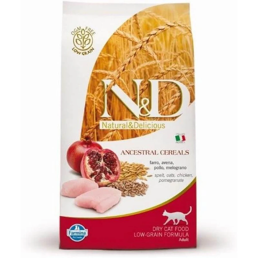 Farmina N&amp;d Low Ancestral Cereals Adult with Chicken and Pomegranate - Complete Cat Food, 300 g