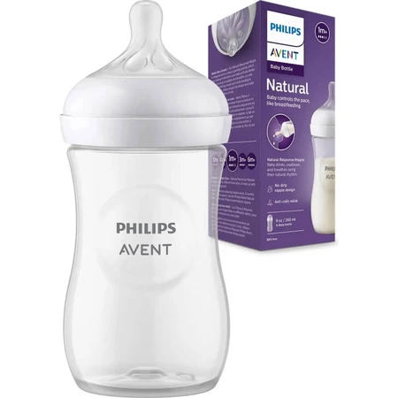 Avent Natural Response - Biberon de 260 ml, débit 3 - transparent