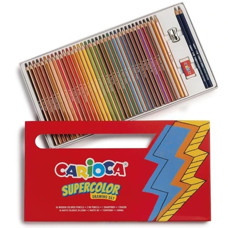 Carioca Supercolor-Malset – enthält 36 Supercolor-Buntstifte, 1 Radiergummi, 1 Metallspitzer und 2 HB-Bleistifte