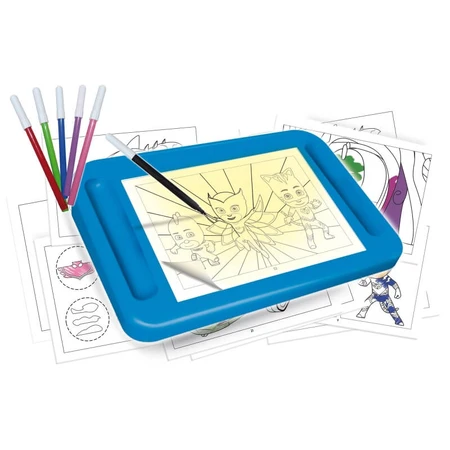 Kit de dessin Lisciani PJ Masks - Table lumineuse pour dessiner et décalquer, comprenant 32 cartes, 16 feuilles et 6 feutres (format A4)