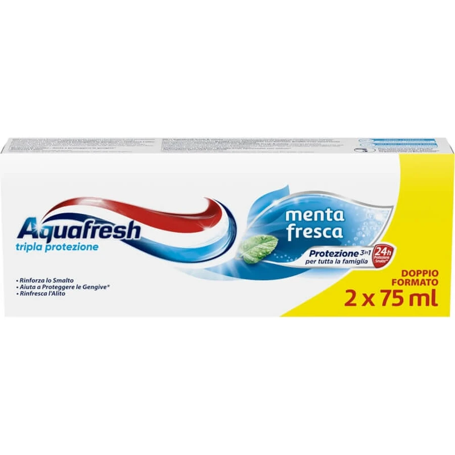 Aquafresh Tandpasta met drievoudige bescherming, Fresh Mint, 2x75 ml