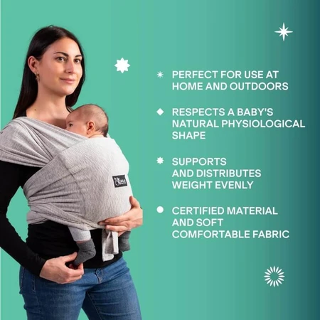 Koala babycare Cuddle band – bandă de purtat bebeluși pre-nodată și reglabilă, de culoare gri deschis