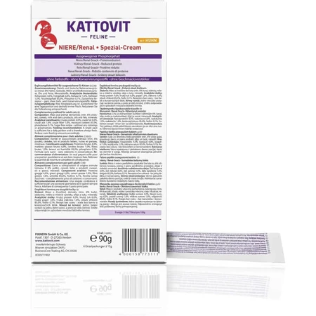 Kattovit Renal Cream Chicken - Aanvullend voer voor katten met nierproblemen, 6 zakjes van elk 15 g