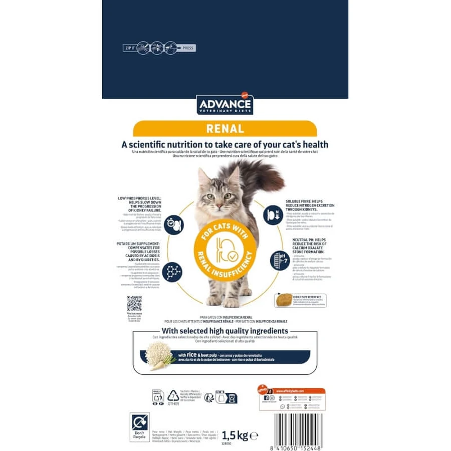 Advance Renal - Complete Dietary Food for Adult Cats with Kidney Problems, 1.5 kg