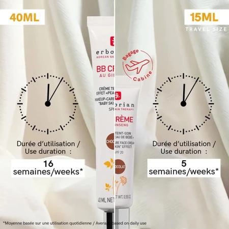 Erborian Ginseng BB Cream – Koreanische getönte Feuchtigkeitscreme LSF 20, 15 ml – Clair