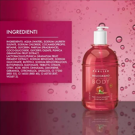 Perlier Pomegranate - Mousse de bain énergisante, 3 litres