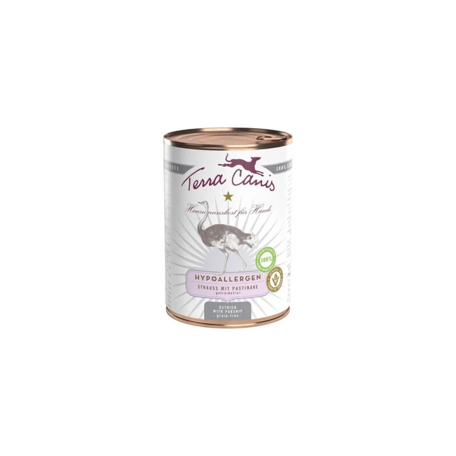 Terra Canis Hypoallergeen Struisvogel met Pastinaak - Compleet natvoer voor volwassen honden, 400 g