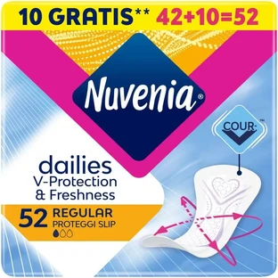 Nuvenia dailies v-protection &amp; freshness - 52 de protecții pentru zona intimă, model standard