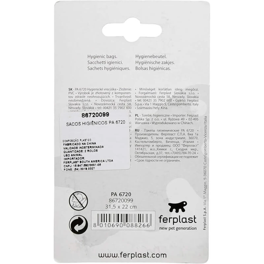 Ferplast Pa 6720 - 42 de pungi igienice din nailon, compatibile cu suportul pentru pungi, 14 x 31,5 cm