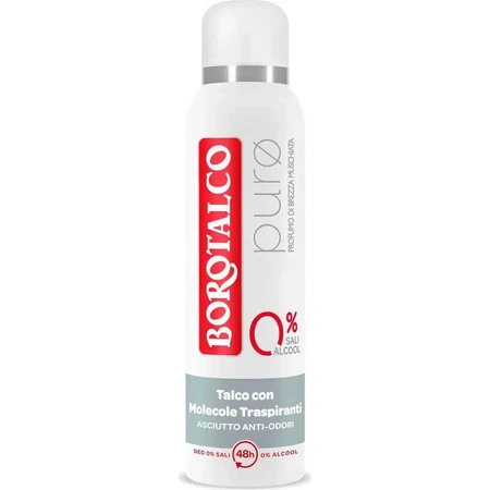 Borotalco puro con aroma a brisa almizclada - Desodorante en spray de 48 horas, 150 ml