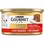 Purina Gourmet Gold Soft-Hearted Beef - Compleet voer voor volwassen katten, 85 g