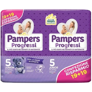 Pampers Progressi Junior, mărimea 5 (11-25 kg), pachet dublu cu 36 de scutece