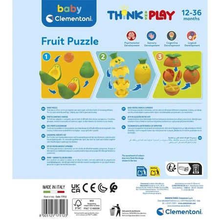 Clementoni Baby Clementoni Fruit Puzzle - 3 fruits to fit together, 12–36 months