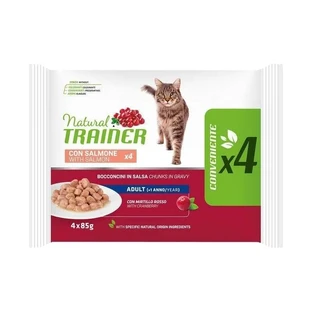 Natural trainer Salmone - bocconcini in salsa per gatti adulti 4 x 85 gr