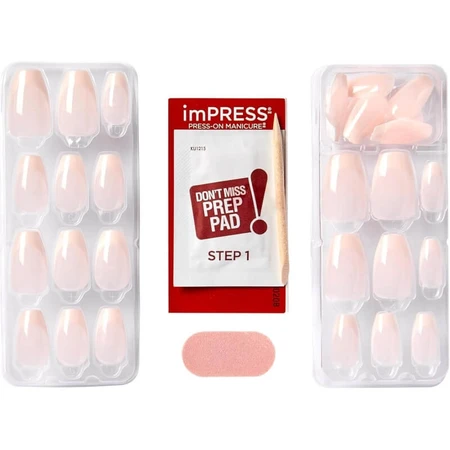 Kiss Impress „Genuine“ Bare Press-On Nails – 30 korte kunstnagels zonder lijm