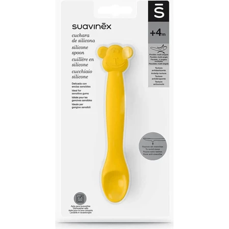 Suavinex Monkey - Siliconenlepel - Geel