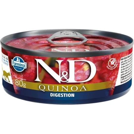 Farmina N&amp;d Quinoa Digestion Lamb – Diätfutter für erwachsene Katzen mit Verdauungsproblemen, 80 g