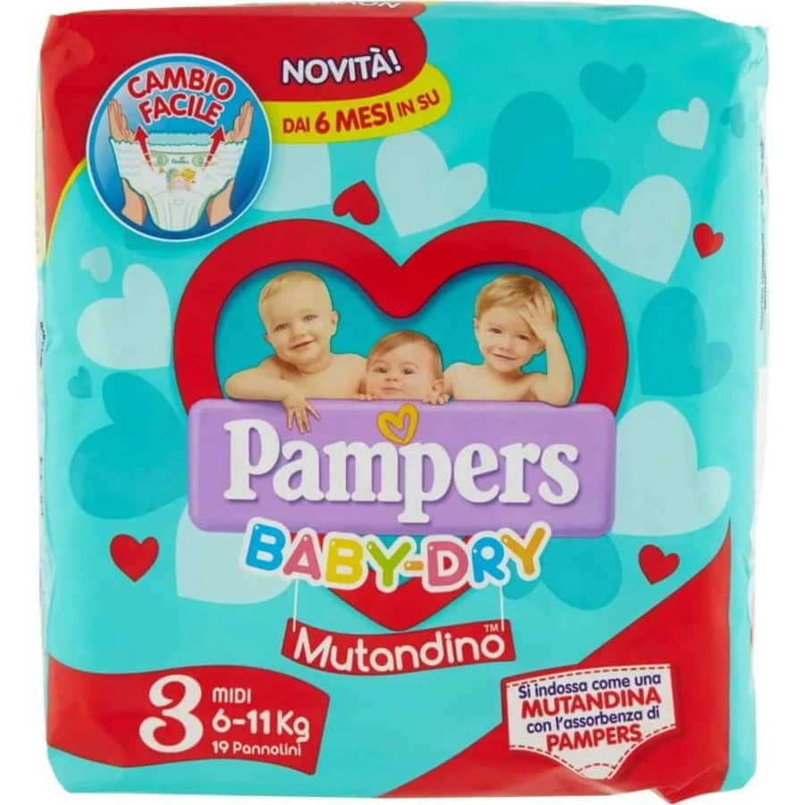 Pampers Baby Dry – scutece tip chiloțel – 19 scutece mărimea 3 midi, de la 6 la 11 kg